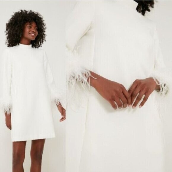 Tuckernuck NEW White Feather Mod Ellie Long Sleeve Cocktail Mini Dress Size XXL - Picture 1 of 10